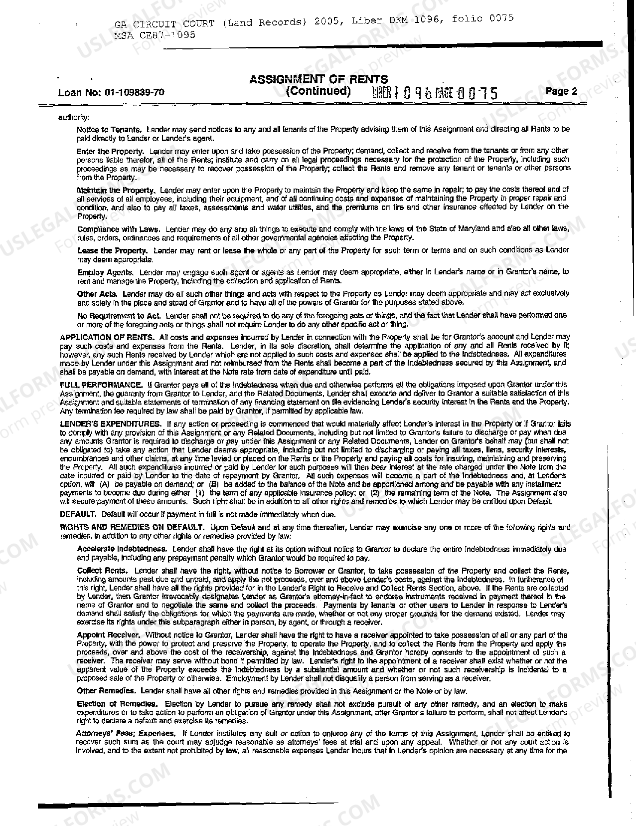 Land Records Maryland Assignment Of Rents Form US Legal Forms