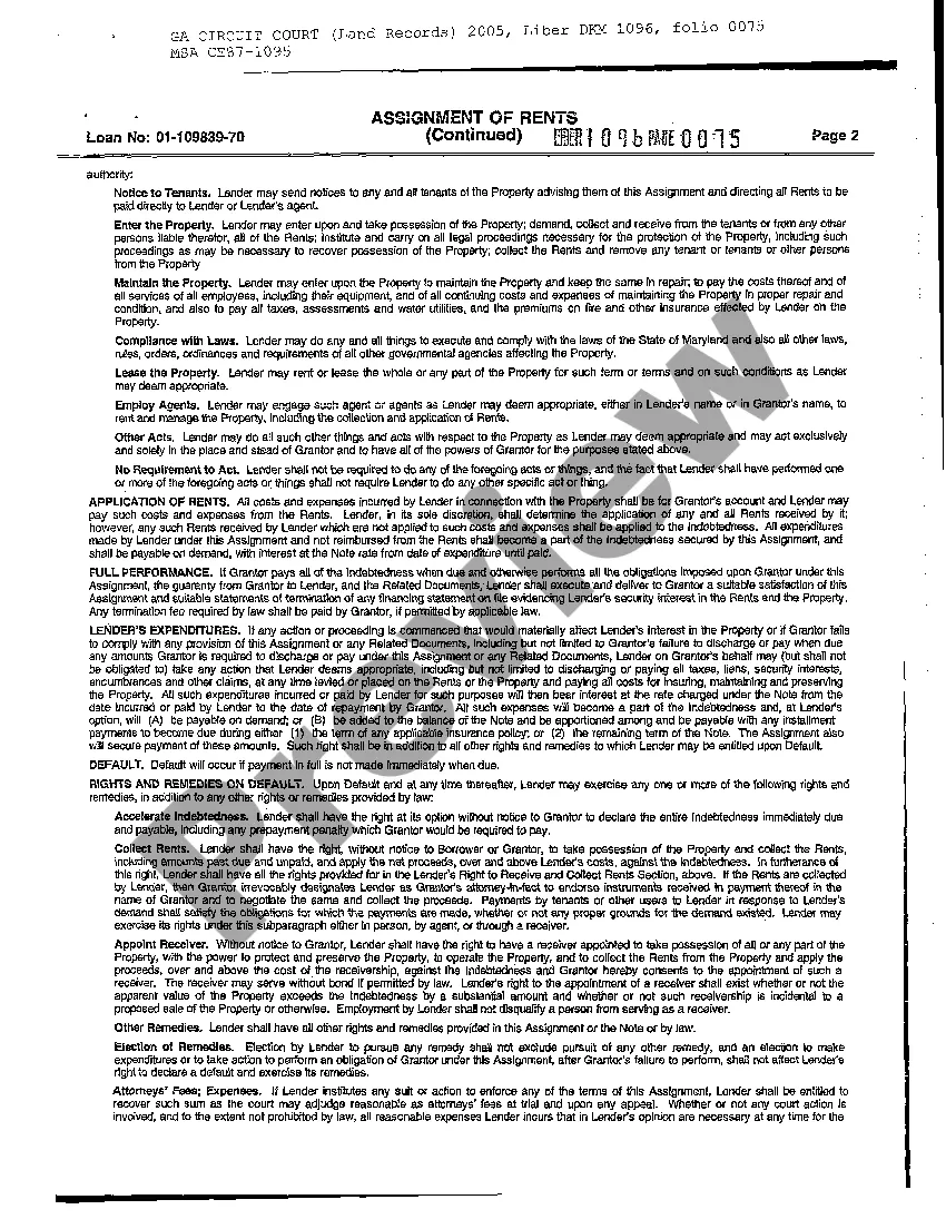 Preview Assignment of Rents