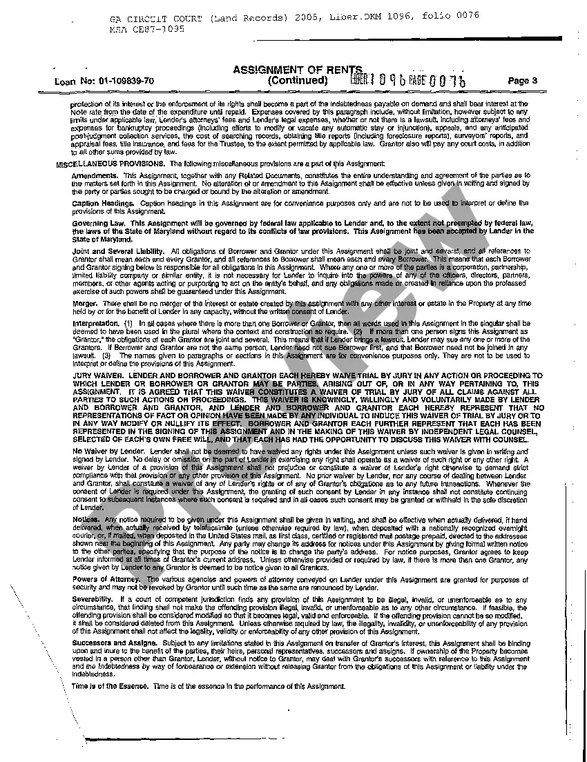 Preview Assignment of Rents