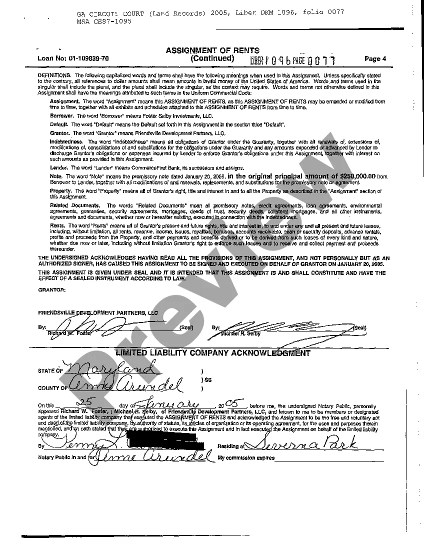 Preview Assignment of Rents