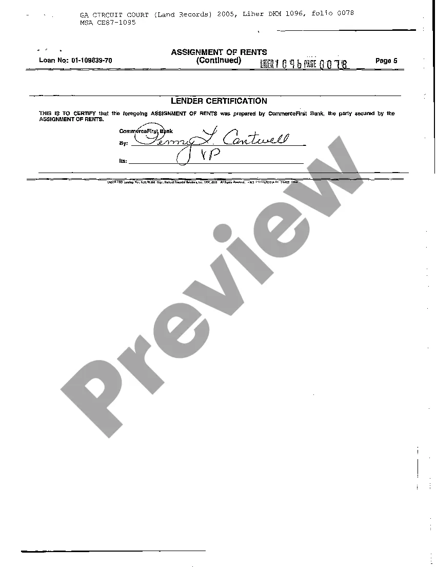 Preview Assignment of Rents