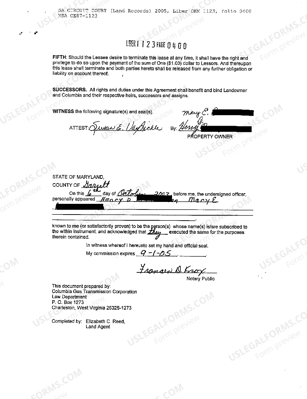 Preview Lease of Land for Natural Gas Operation