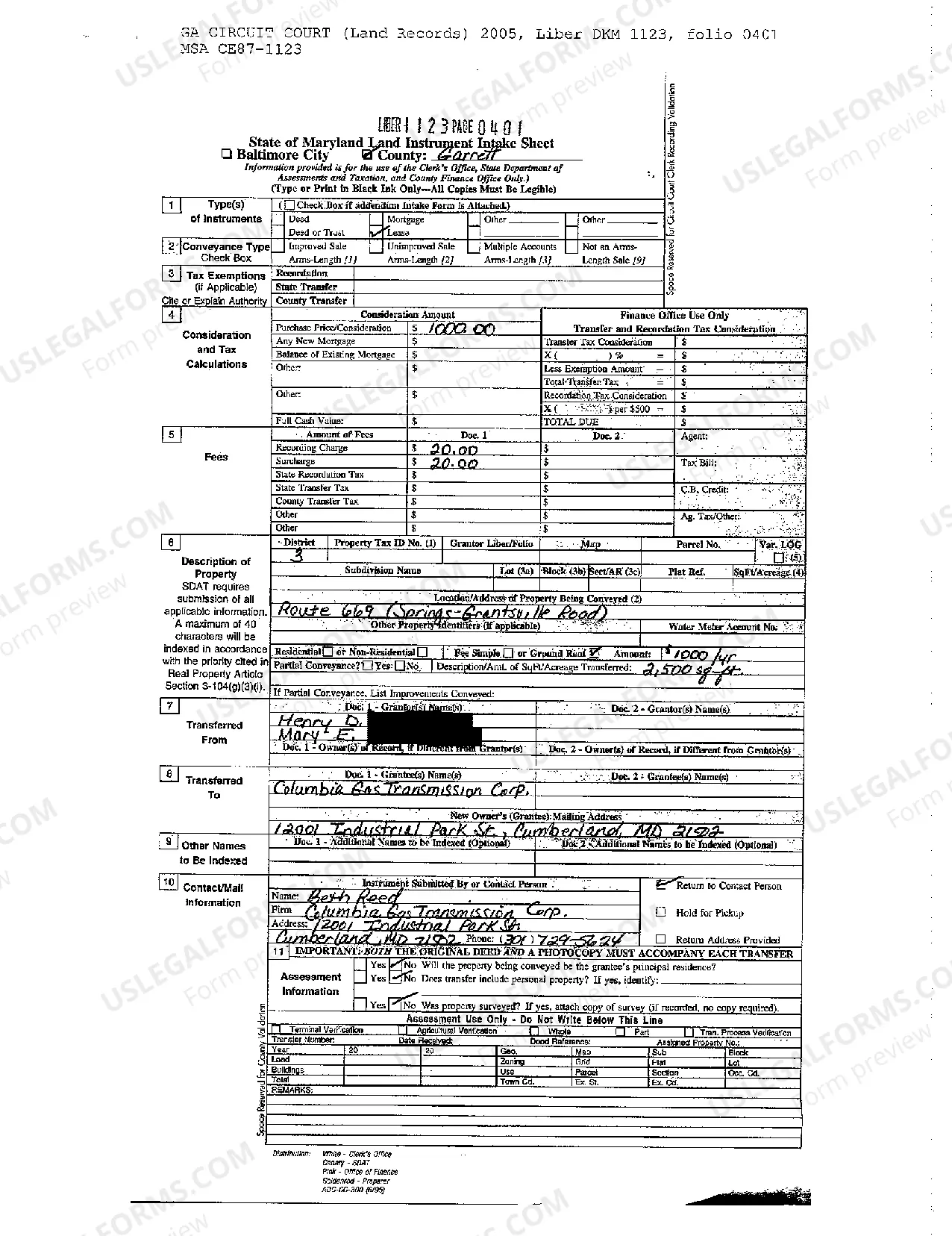 Preview Lease of Land for Natural Gas Operation