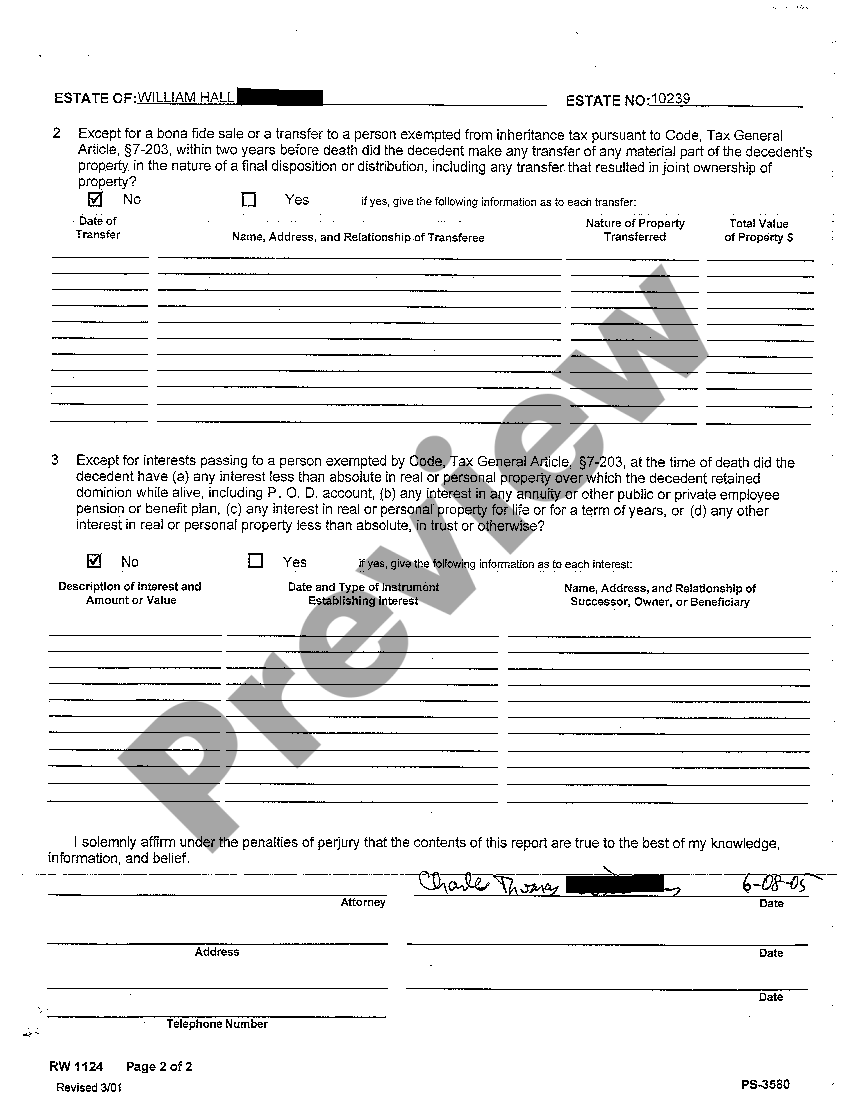 Maryland Register of Wills for Will of No Estate Will Of No Estate