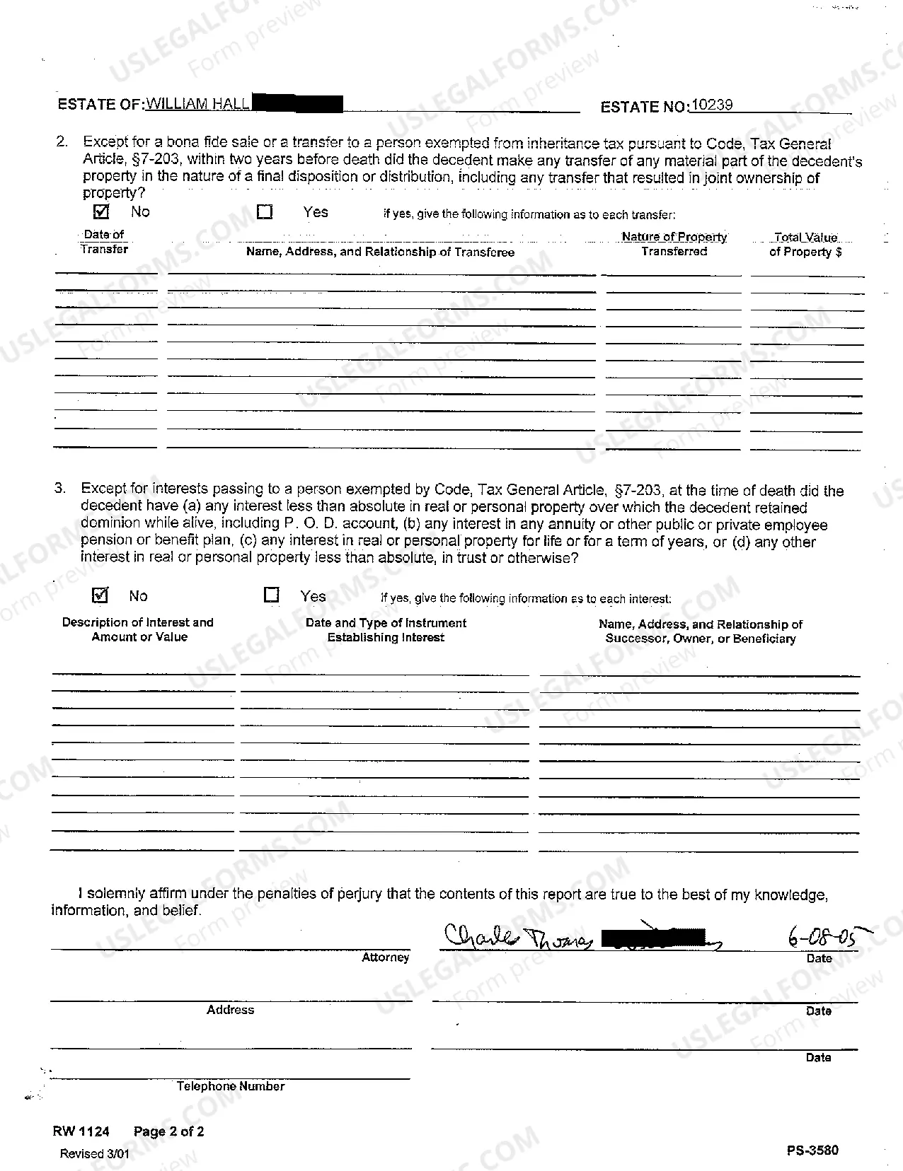 Preview A01 Register of Wills for Will of No Estate