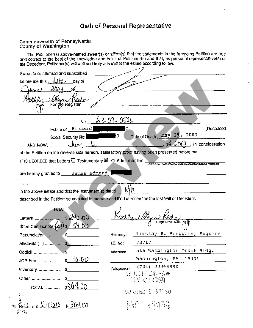 Preview A05 Petition for Grant of Letters