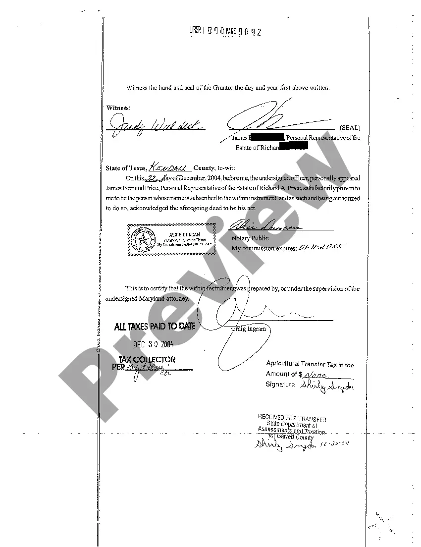 Preview A09 Deed Conveying Decedent's Property to Beneficiary