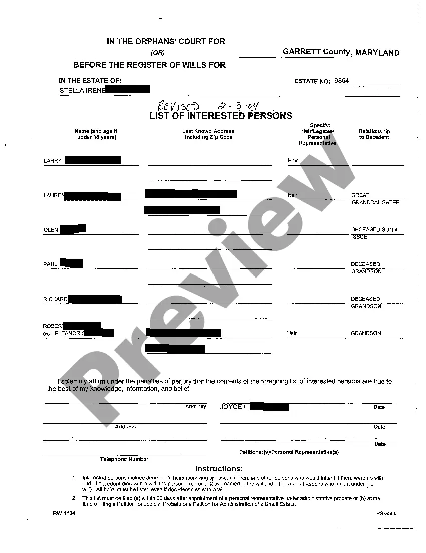 Preview A02 List of Interested Persons