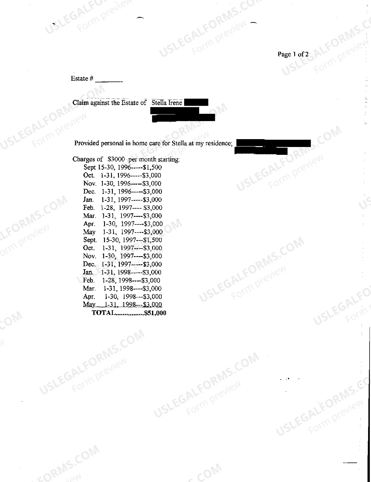 Preview A06 Claims Against Decedent's Estate for Personal Care