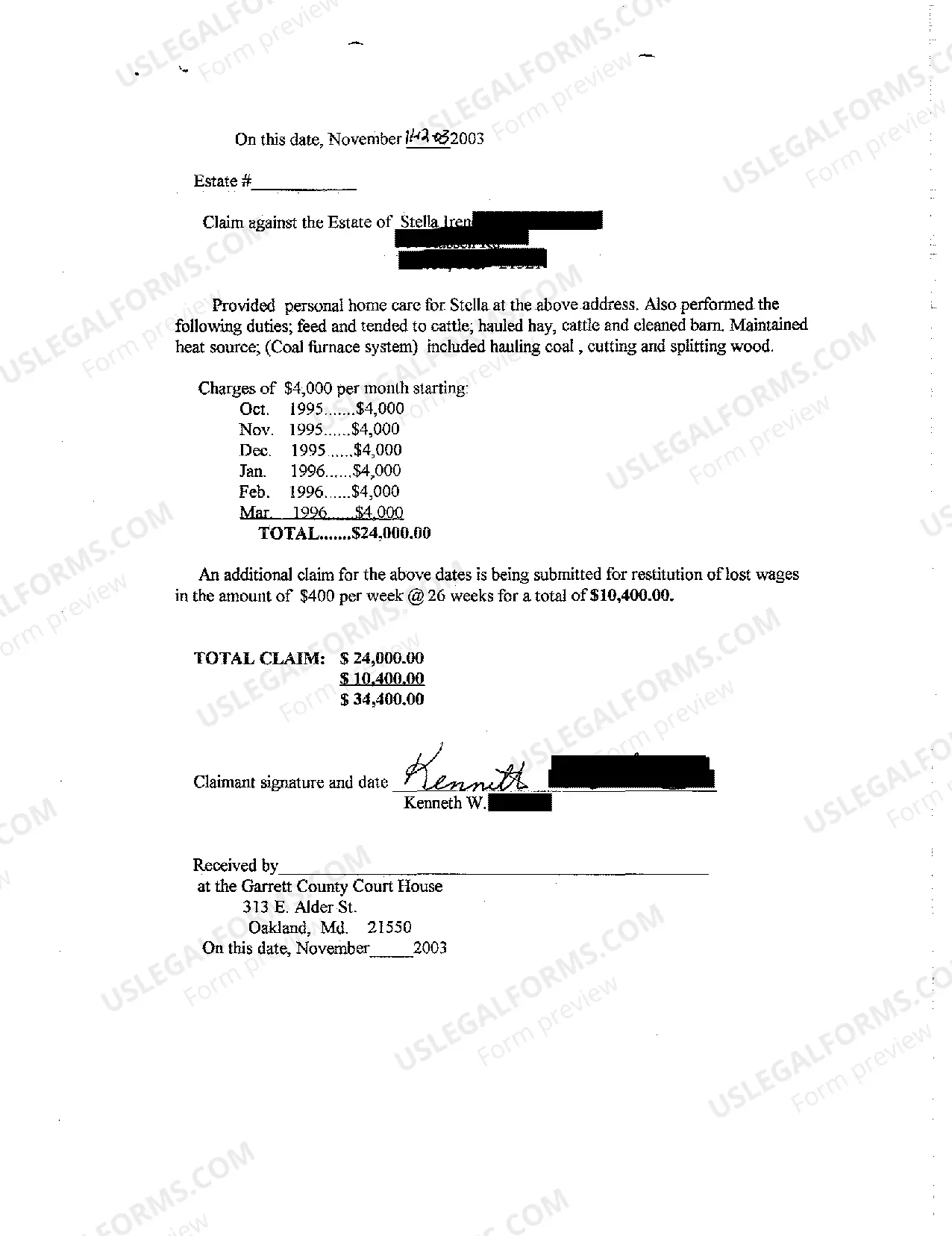 Preview A06 Claims Against Decedent's Estate for Personal Care