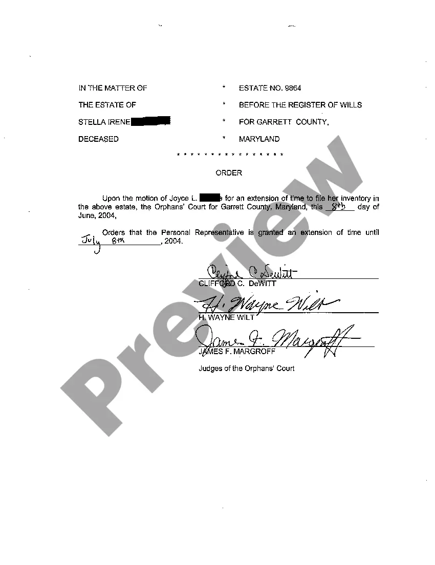 Preview A18 Order Granting Extension of Time to File Inventory