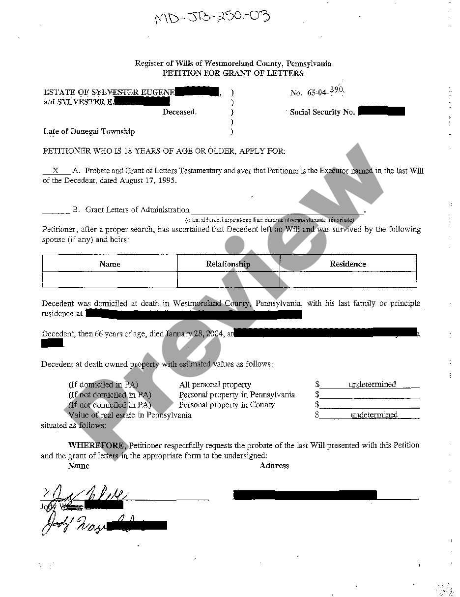 Letter Of Testamentary In Maryland US Legal Forms