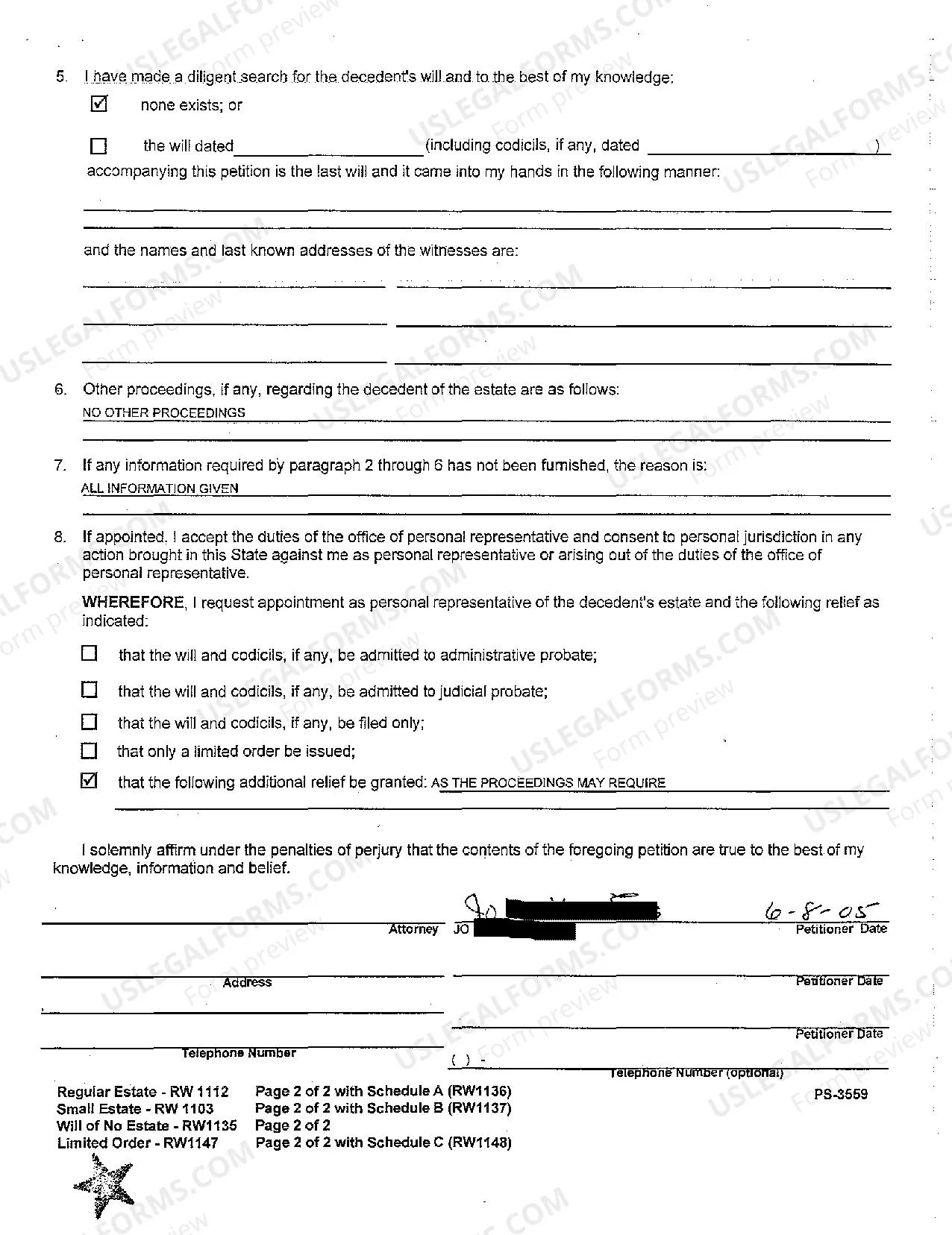 Preview A03 Small Estate Petition for Administration