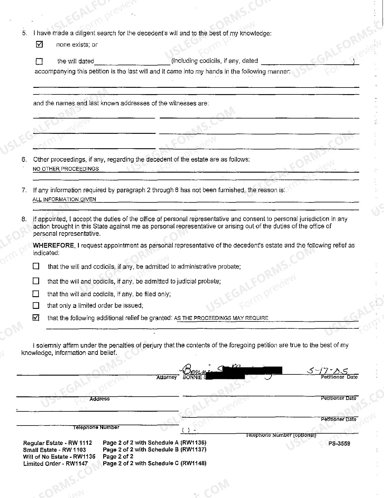 Preview A03 Small Estate Petition for Administration