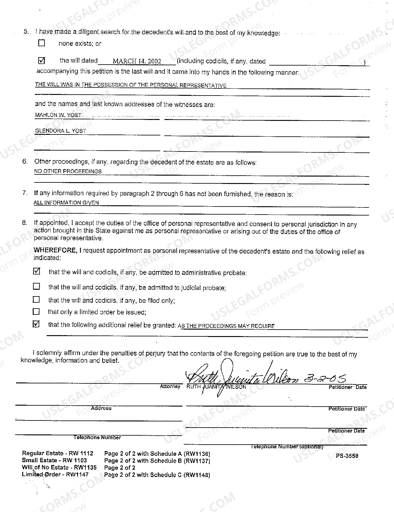 Preview A04 Small Estate Petition for Administration