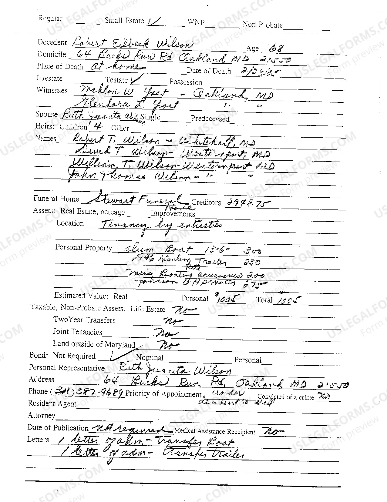 Preview A04 Small Estate Petition for Administration