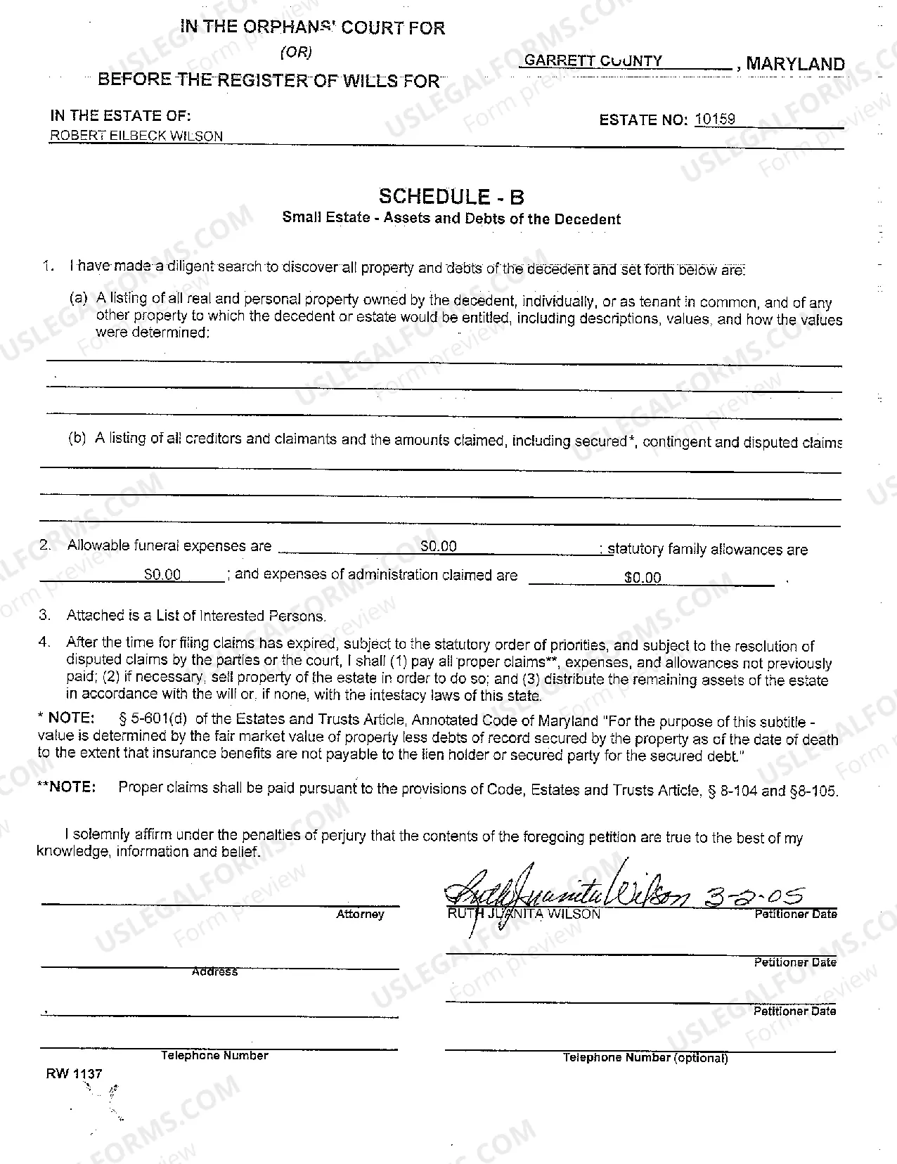 Preview A04 Small Estate Petition for Administration