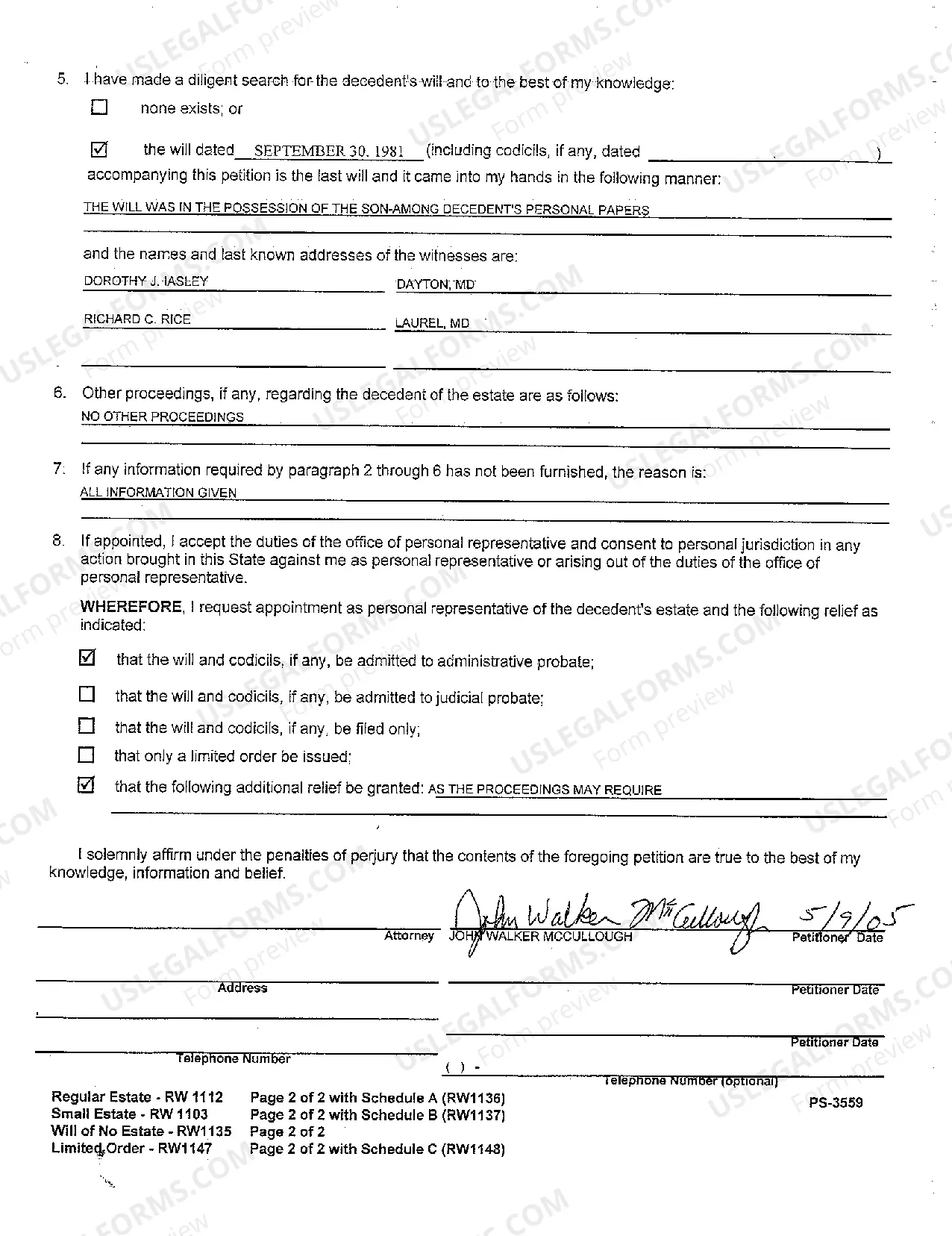 Preview A04 Small Estate Petition for Administration