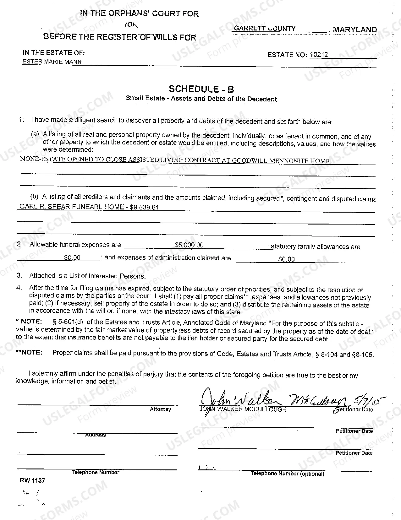 Preview A04 Small Estate Petition for Administration