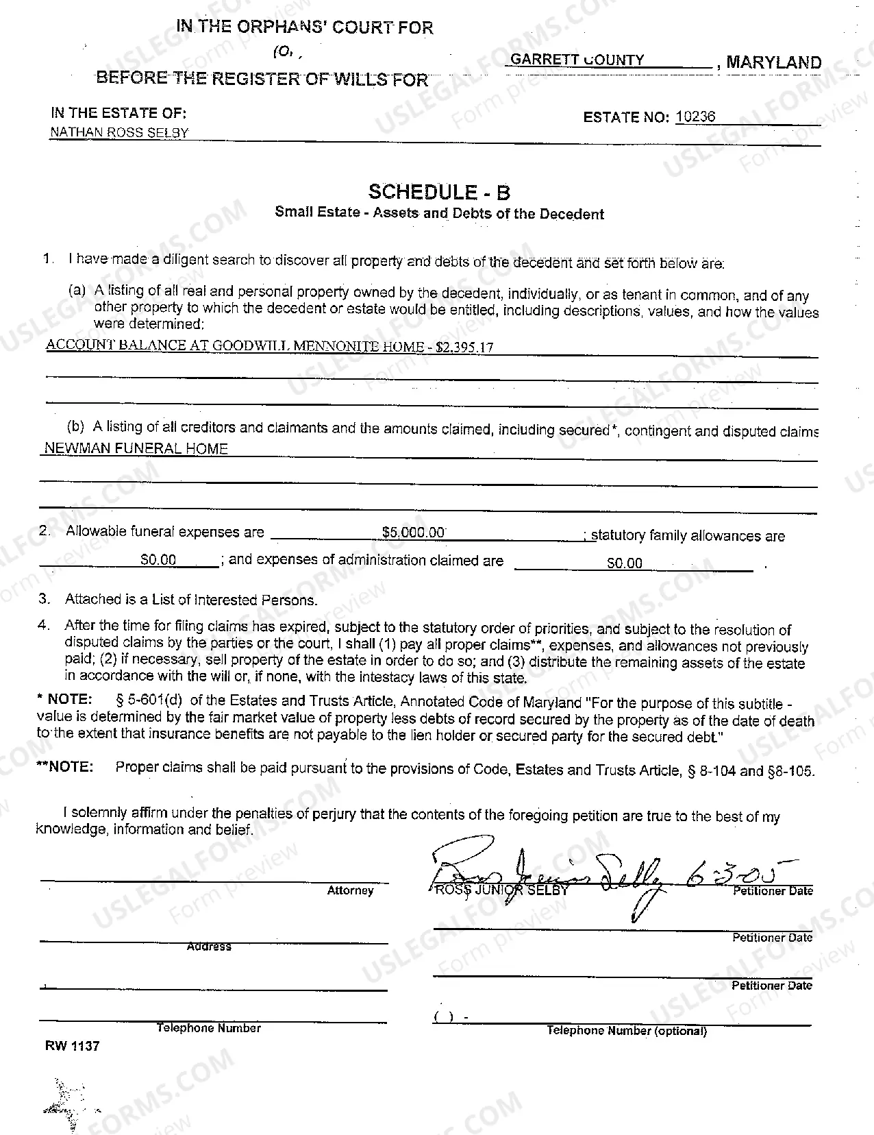 Preview A04 Small Estate Petition for Administration