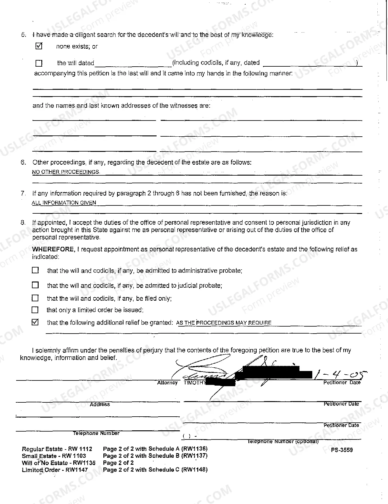 Preview A03 Small Estate Petition for Administration