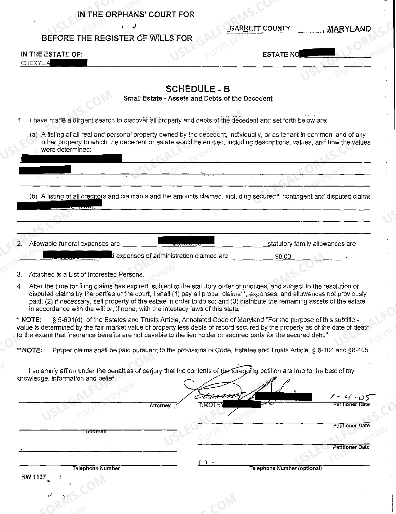 Preview A03 Small Estate Petition for Administration