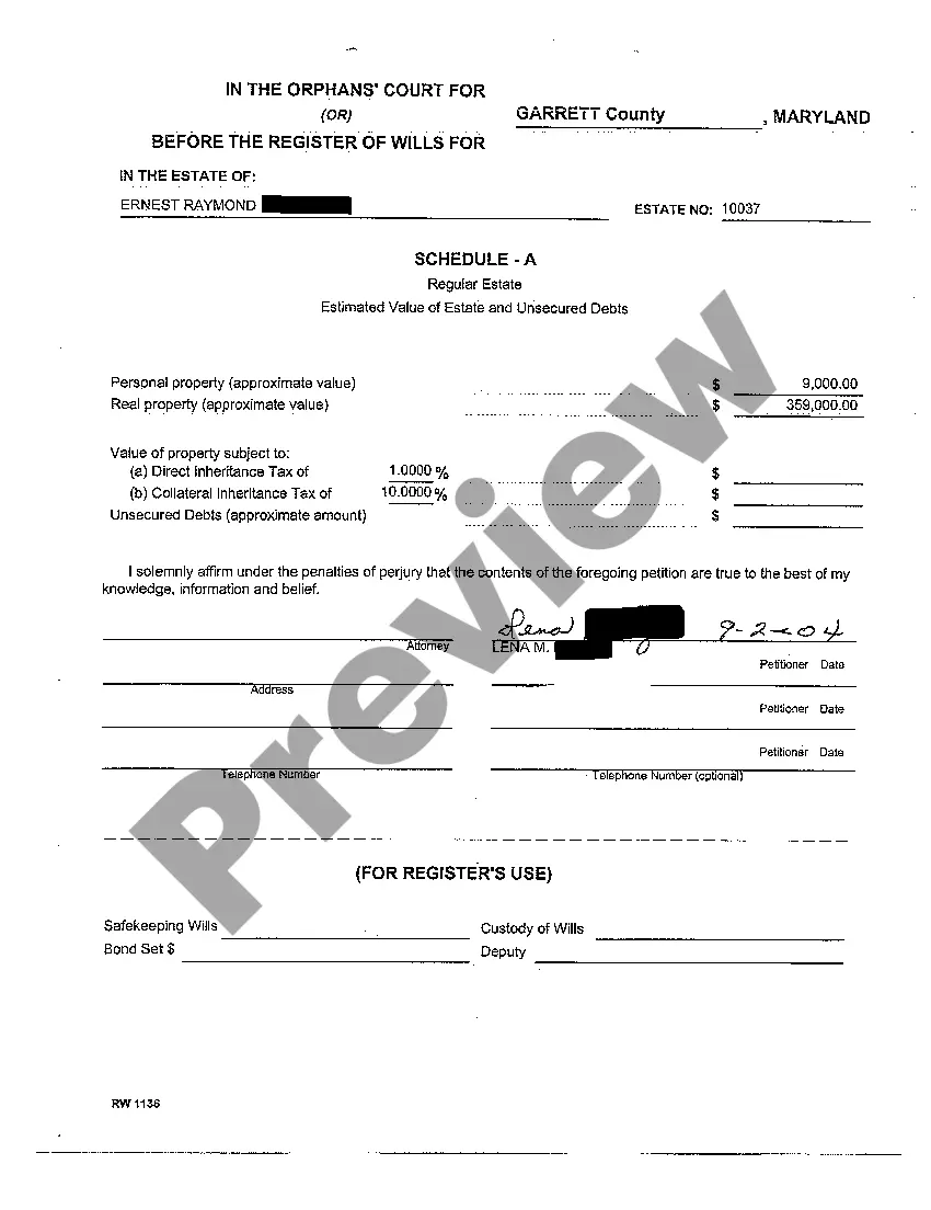 Get A01 Regular Estate Petition for Probate Preview A01 Regular Estate Petition for Probate