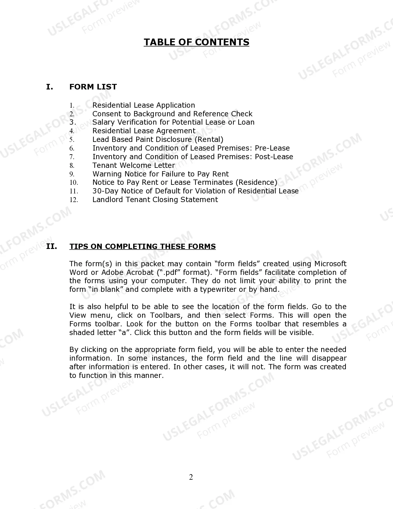 Preview Maryland Residential Landlord Tenant Rental Lease Forms and Agreements Package