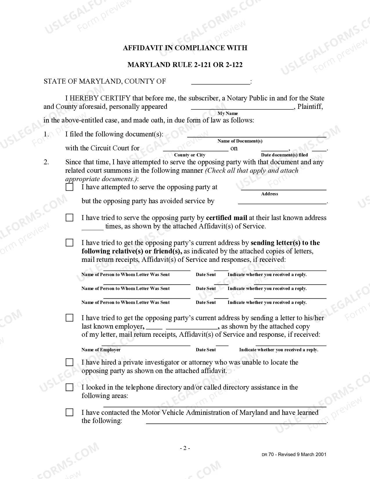 Preview Motion for Alternate Service - Minor, Family