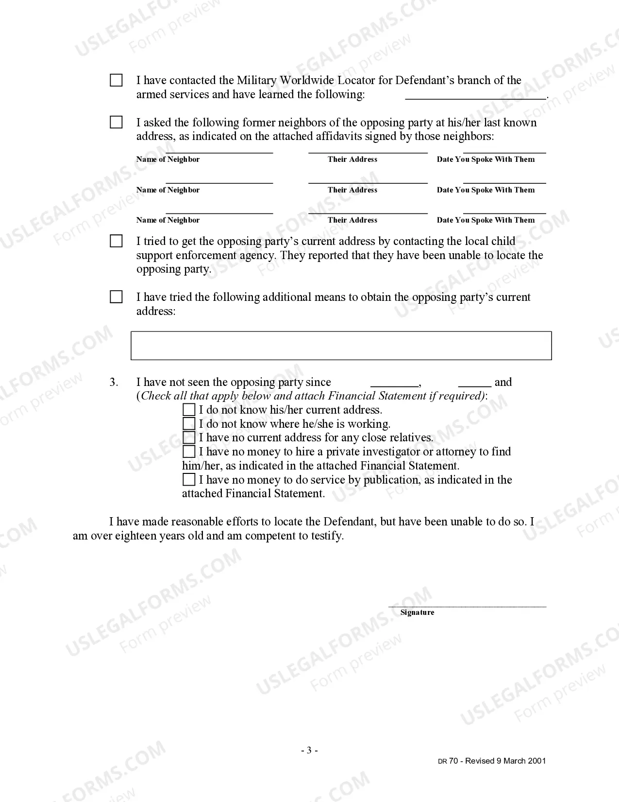 Preview Motion for Alternate Service - Minor, Family