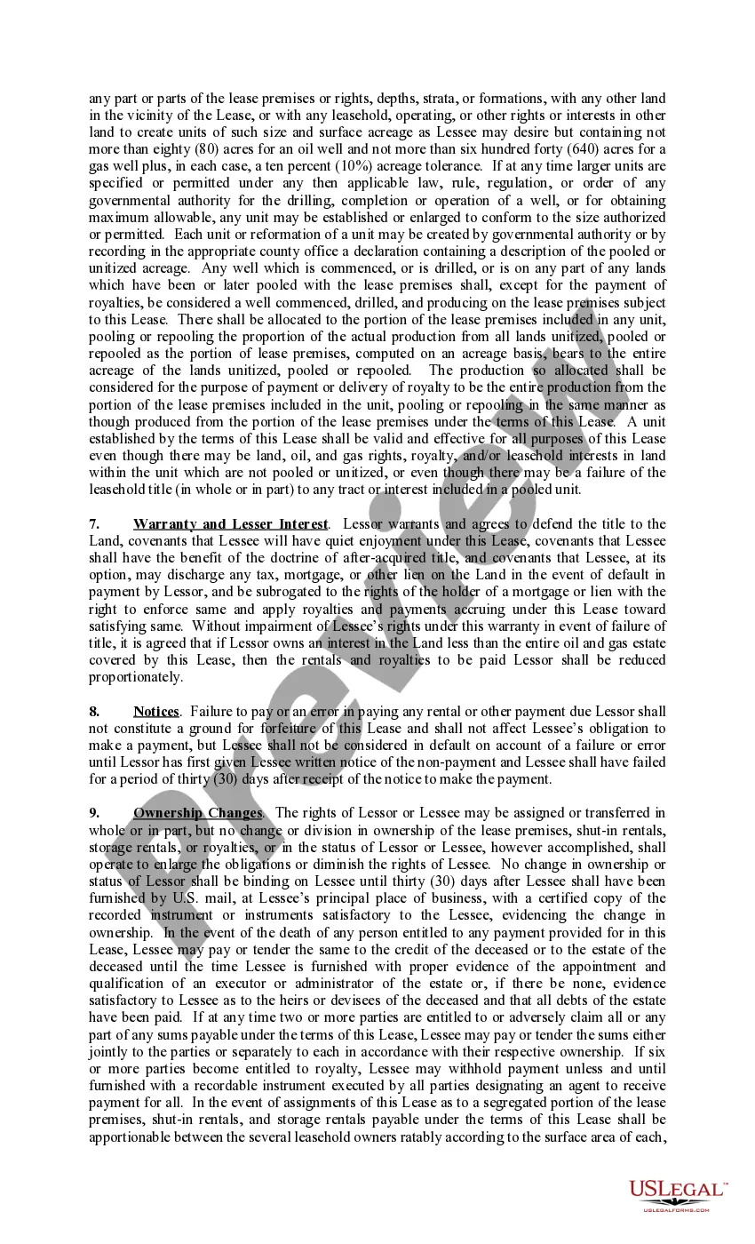 Preview Paid Up Lease Pooling Provision