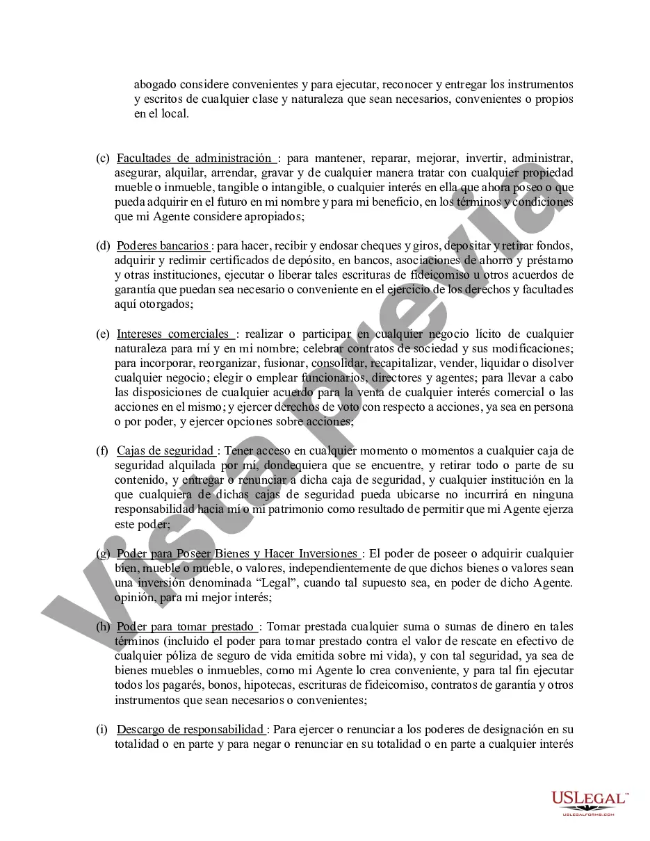 Preview Poder general duradero para la propiedad y las finanzas o efectivo financiero en caso de incapacidad