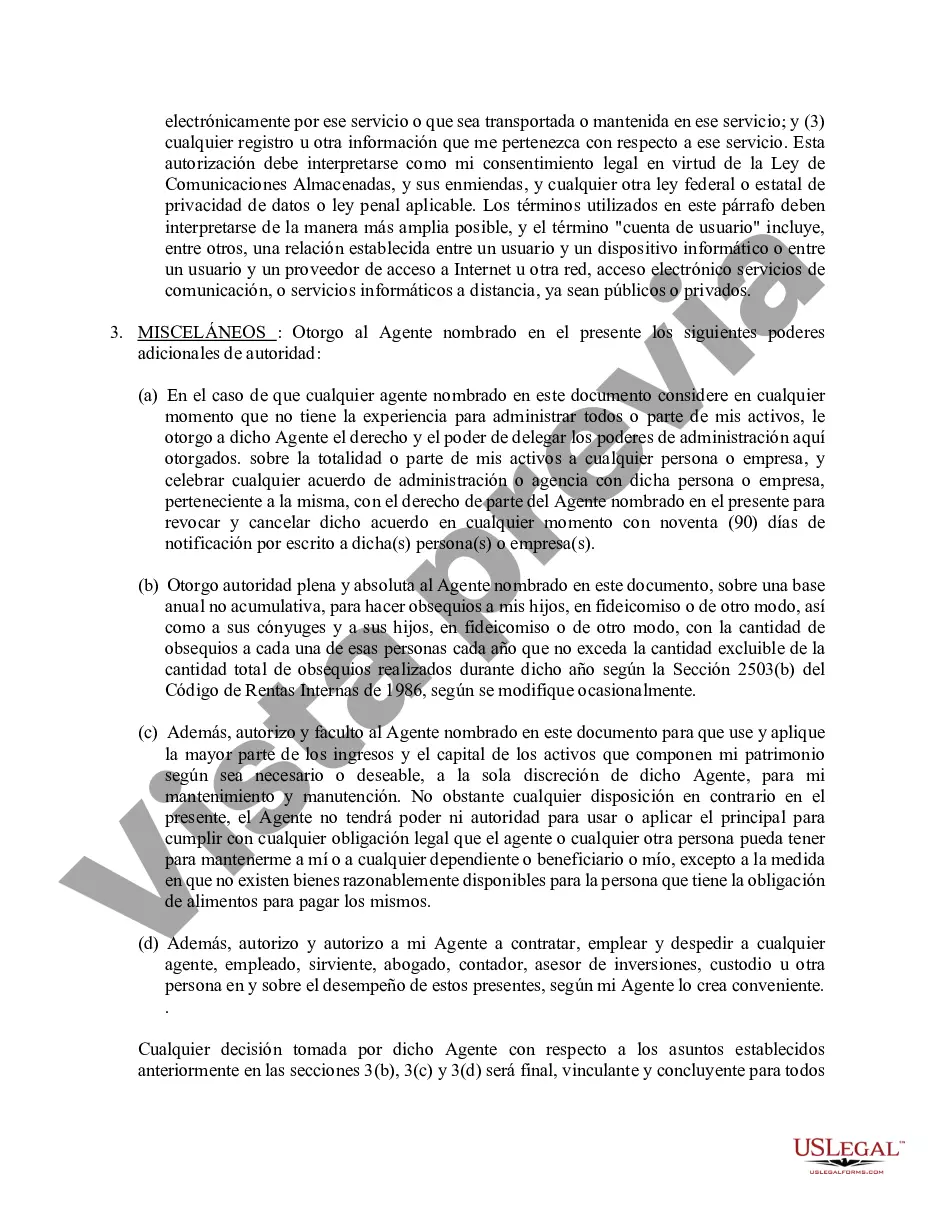 Preview Poder general duradero para la propiedad y las finanzas o efectivo financiero en caso de incapacidad