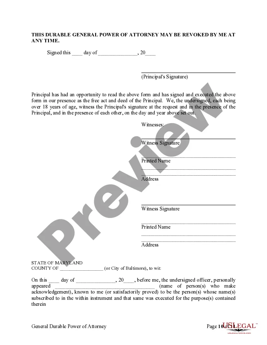 Preview General Durable Power of Attorney for Property and Finances or Financial Effective upon Disability