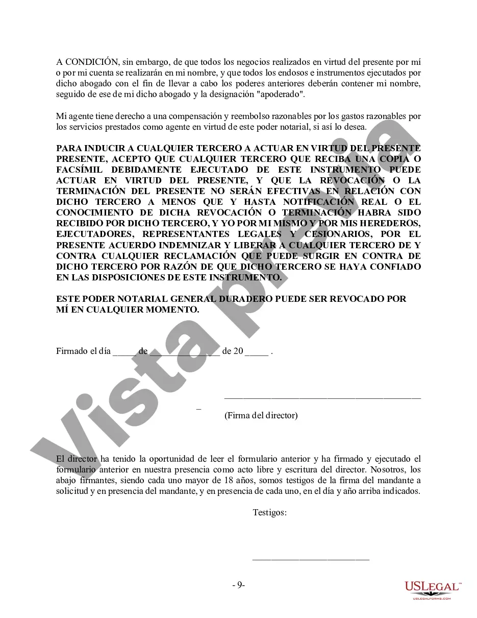 Preview Poder General Duradero para Bienes y Finanzas o Financiero Efectivo Inmediatamente