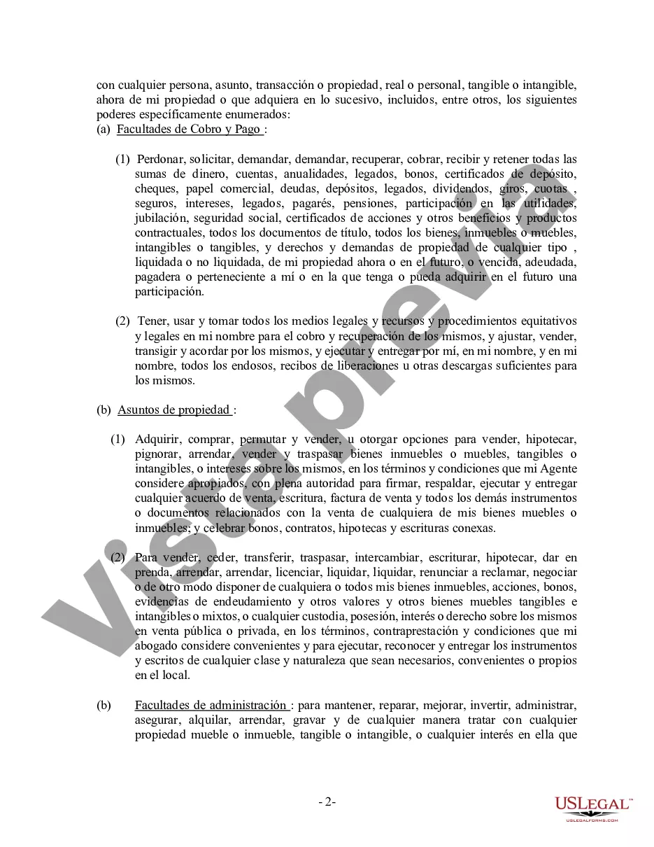 Preview Poder General Duradero para Bienes y Finanzas o Financiero Efectivo Inmediatamente