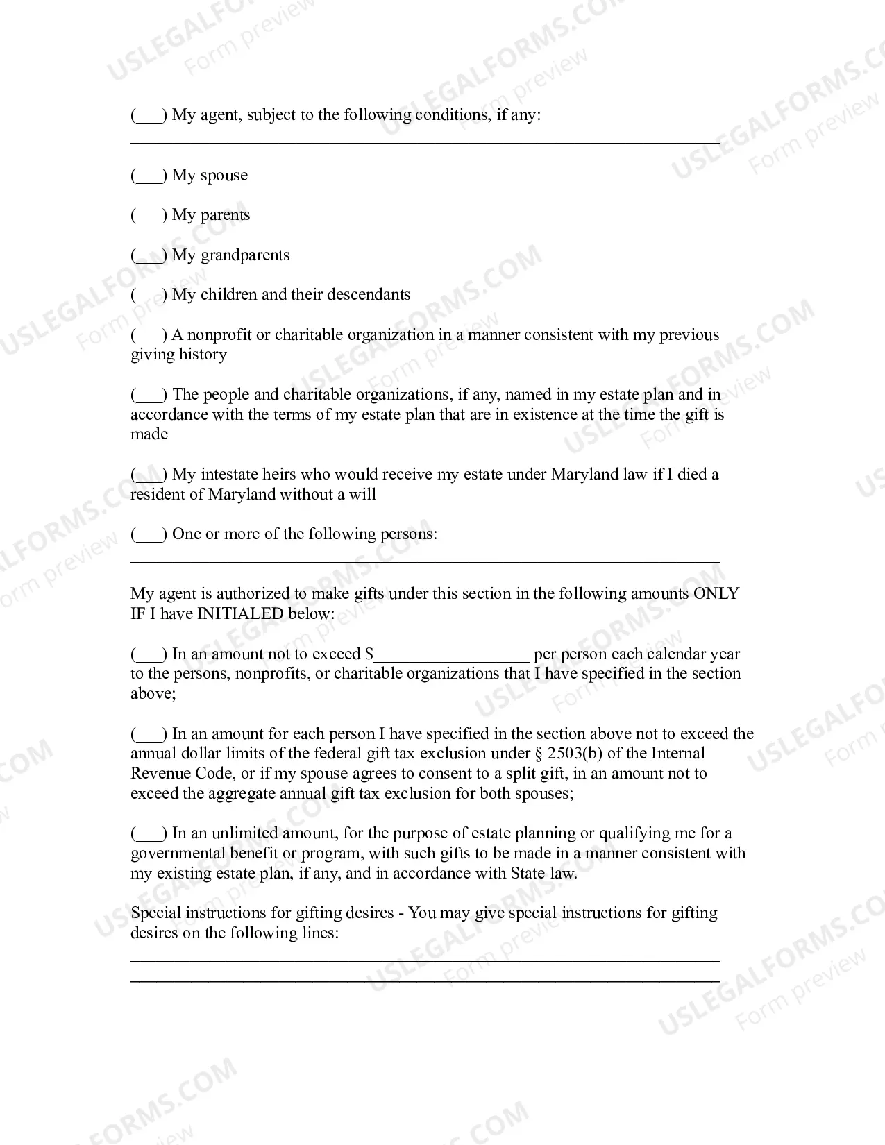 Preview Maryland Statutory Personal Financial Power of Attorney