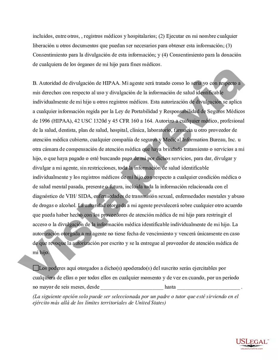 Preview Poder General para el Cuidado y Custodia del Hijo o Hijos