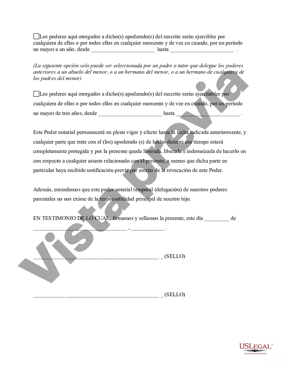 Preview Poder General para el Cuidado y Custodia del Hijo o Hijos