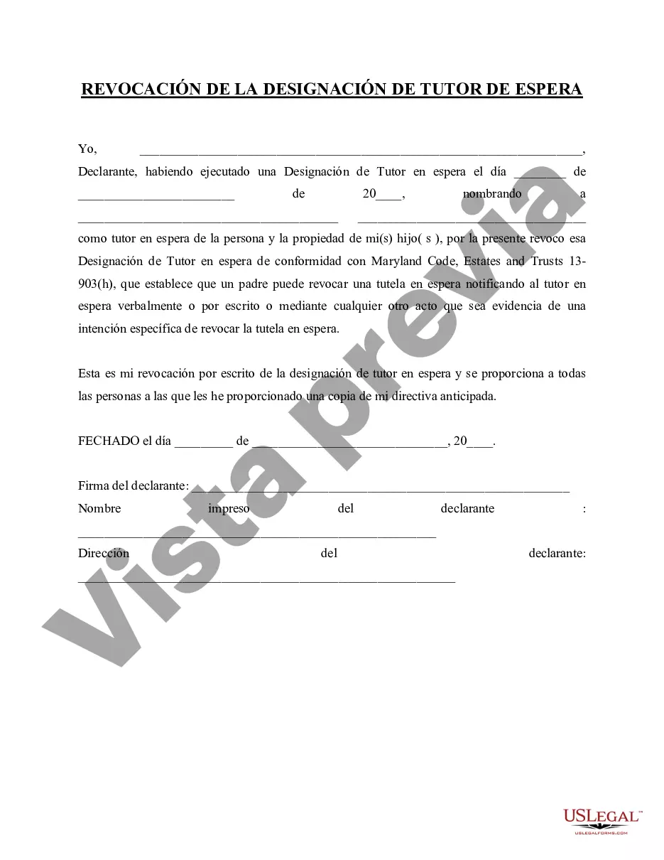 Preview Revocación de la Designación Estatutaria de Tutor Suplente