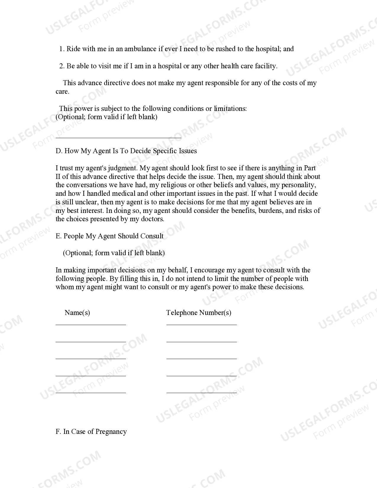 Preview Statutory Advance Health Directive