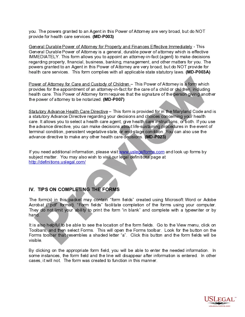 Get Maryland Power of Attorney Forms Package Preview Maryland Power of Attorney Forms Package