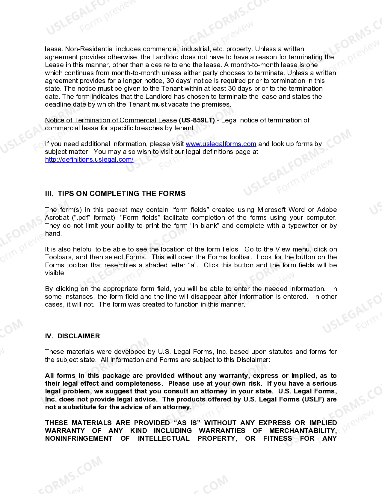 Preview Maryland Commercial Lease Package