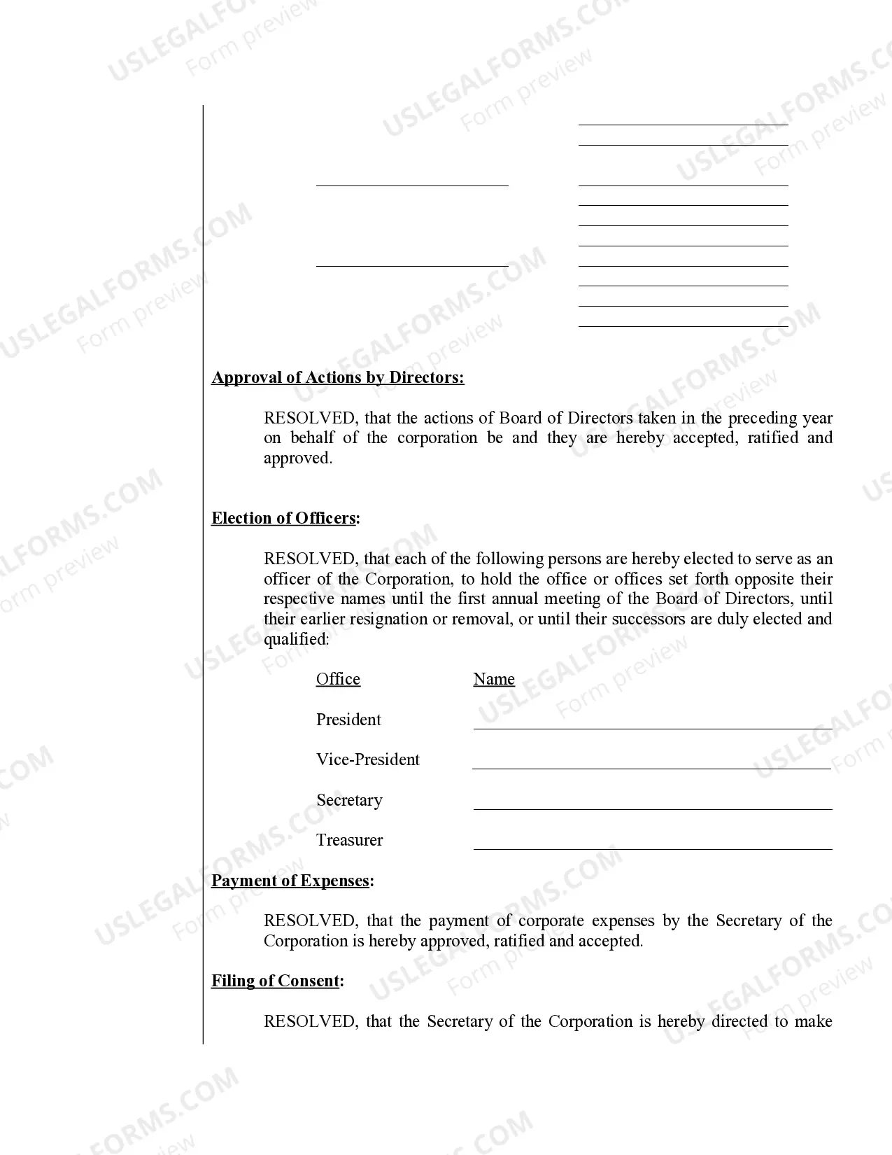 Preview Sample Annual Minutes for a Maryland Professional Corporation