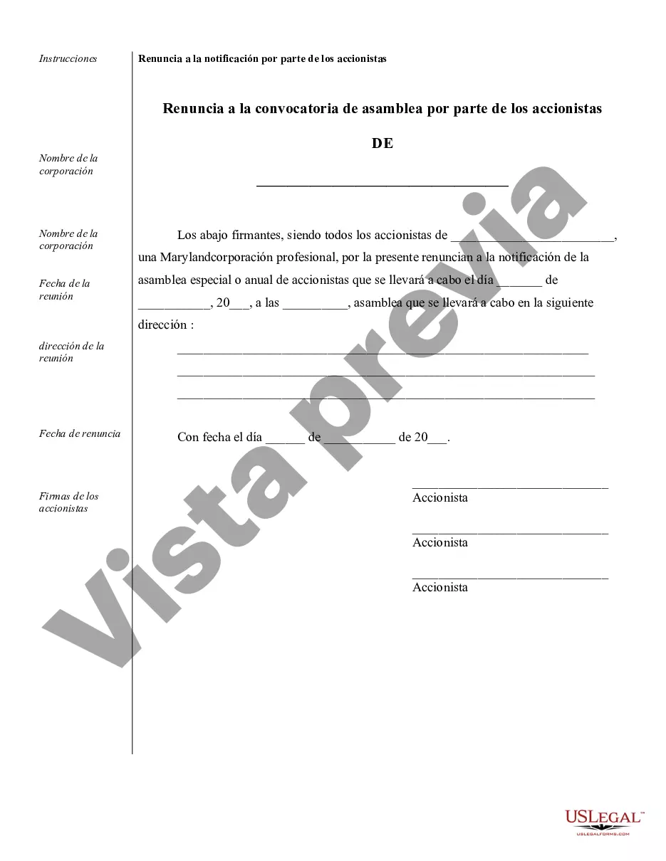 Preview Ejemplos de registros corporativos para una corporación profesional de Maryland
