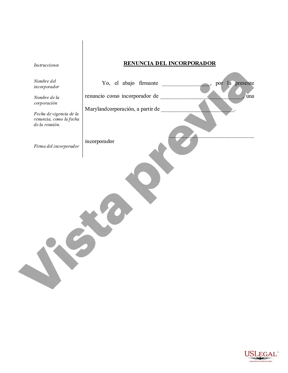 Preview Ejemplo de actas de organización para una corporación profesional de Maryland