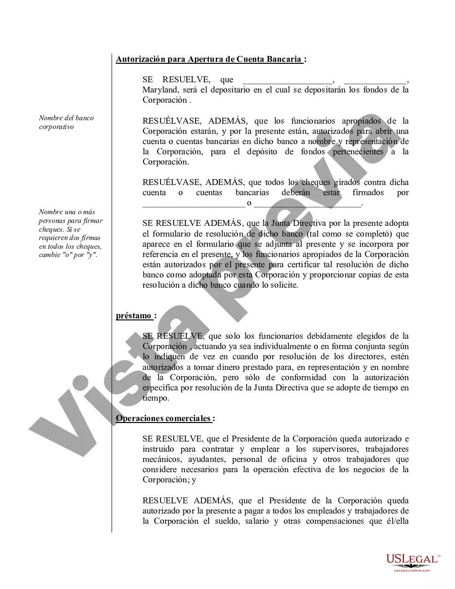 Preview Ejemplo de actas de organización para una corporación profesional de Maryland