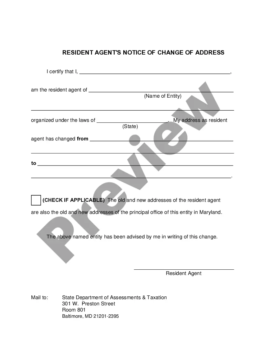 Get Maryland Change of Registered Agent Preview Maryland Change of Registered Agent