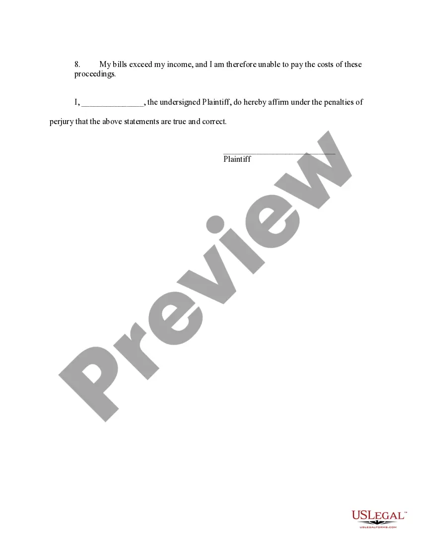 Preview Motion for Waiver of Prepayment of Court Costs and Fees