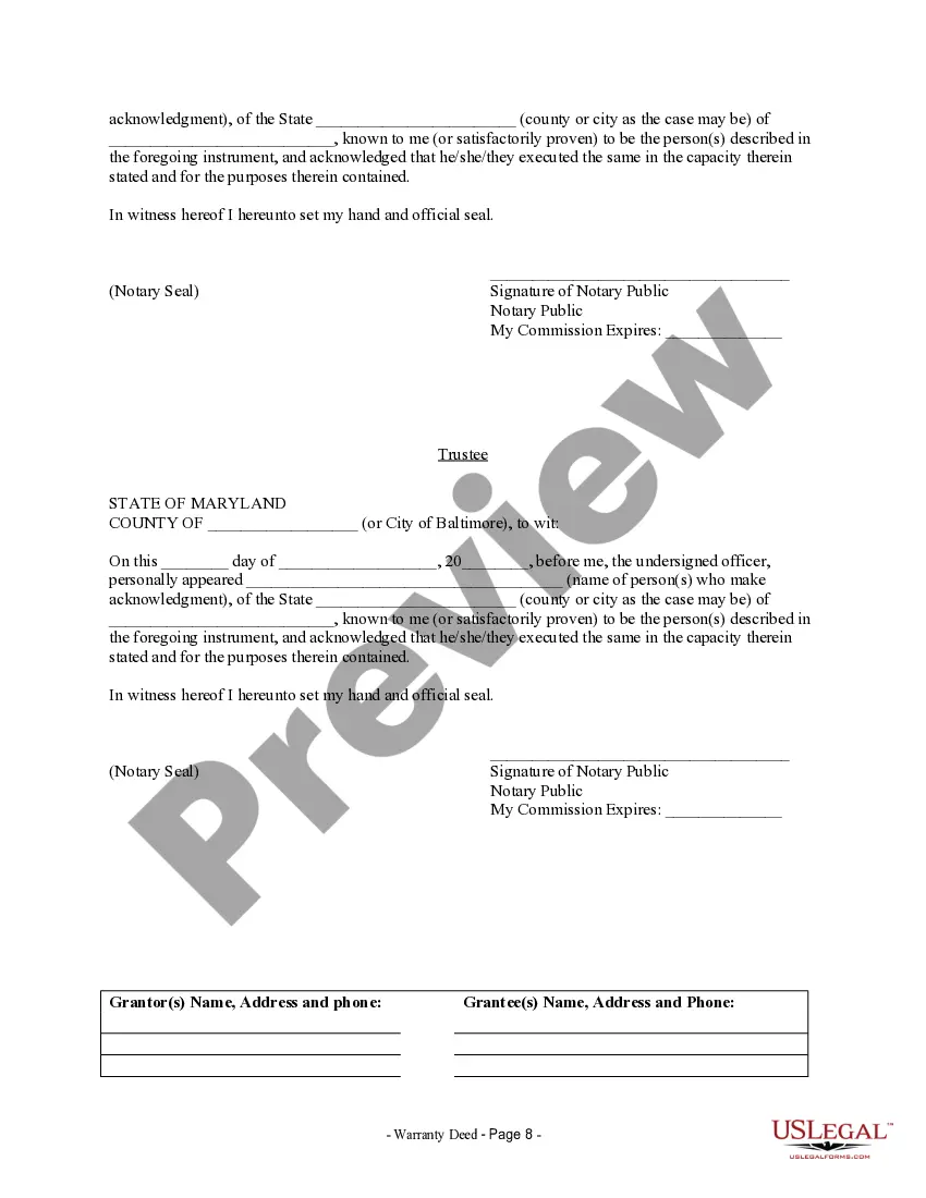 Preview Warranty Deed from two Individuals and Trustee to Three Individuals